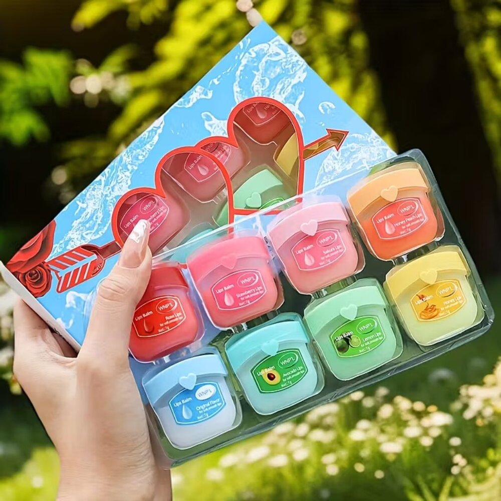 8pcs Lipstick Set Case, 8 Flavors, Lip Gloss, Lip Base, Colorless Lip Mask